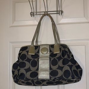 Authentic Coach Purse (denim, blue, sparkly silver